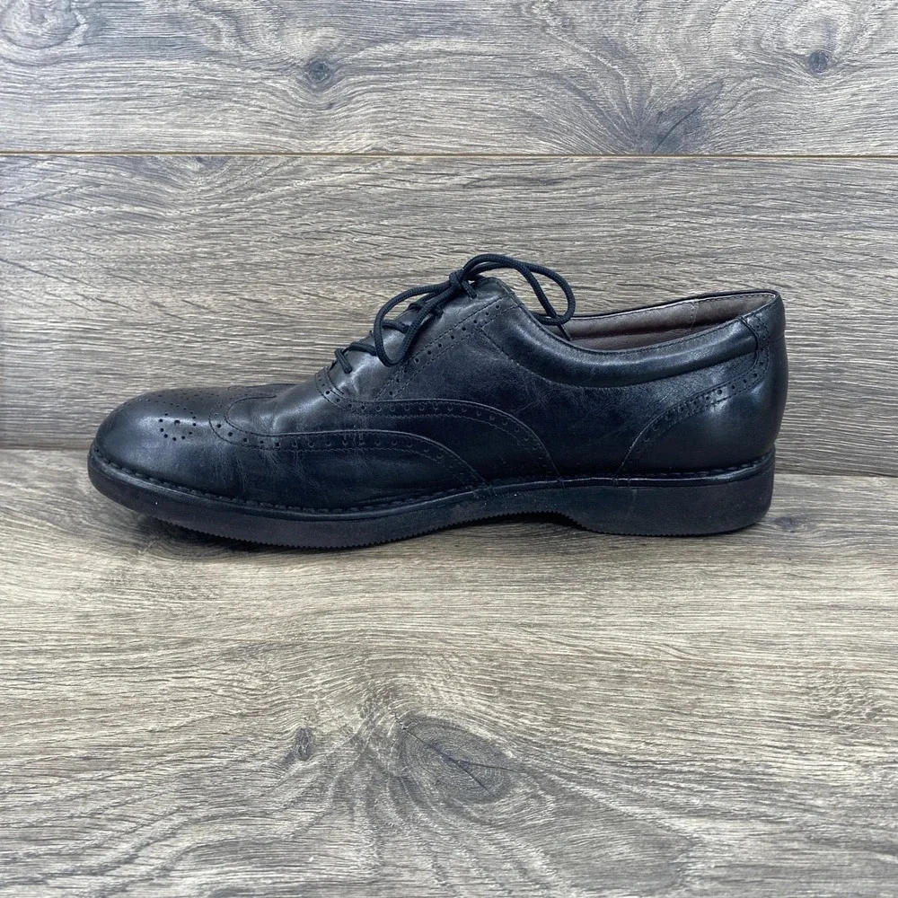 Rockport Wingtip Oxford Mens 10.5M Black Leather Brogue Vibram Sole 3678